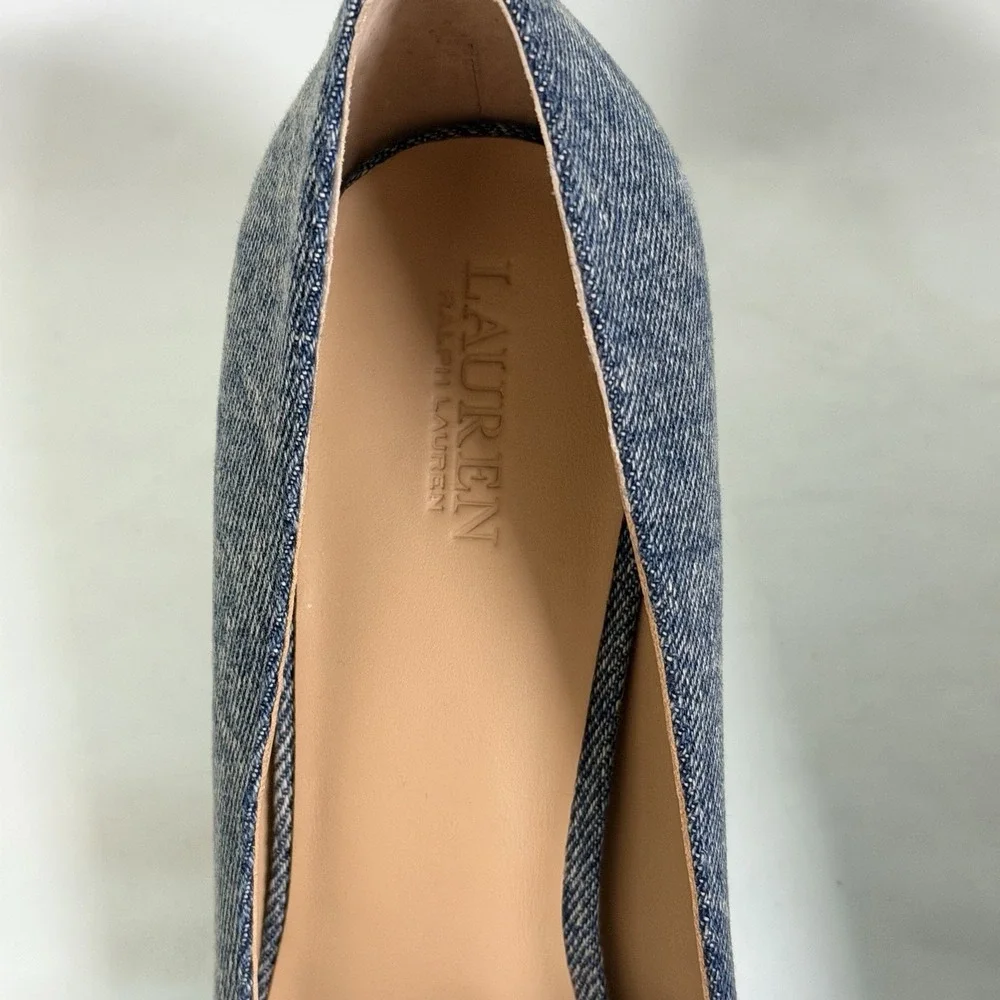 LAUREN‎ Ralph Lauren Size-9.5B Lanette Pointed Toe Pumps Heels Blue Denim